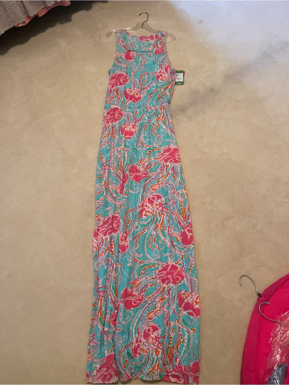 Lilly Pulitzer Turquoise and Pink Paisley Maxi Skirt